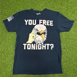 American AF You Free Tonight Eagle Graphic T-Shirt Men Medium Navy Blue USA Made